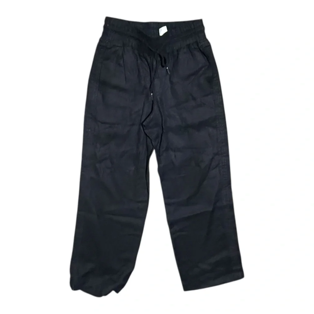 Quince 100% European Linen Wide Leg Pants Black Sz L